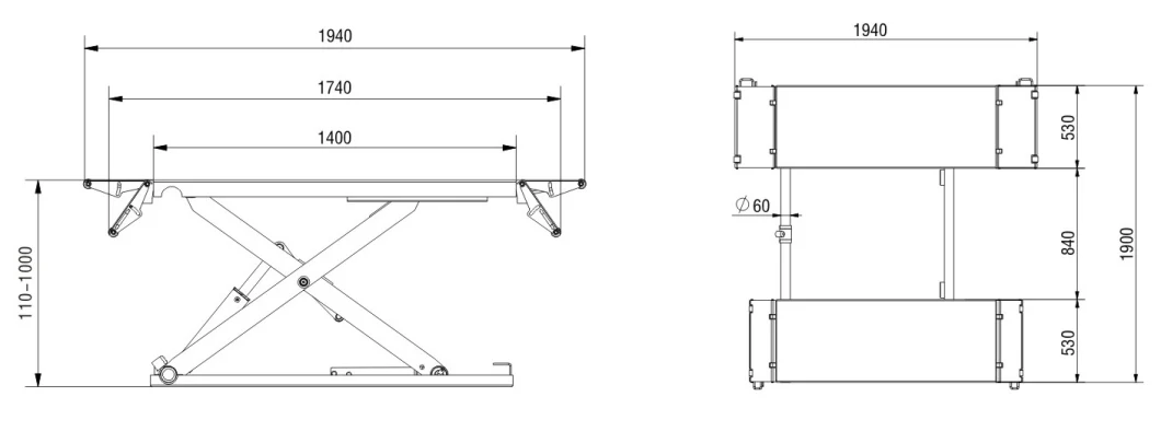 3.5t MID Rise Double Level Outdoor Hydraulic Electric Scissor Car Parking Lift for Home in Ground